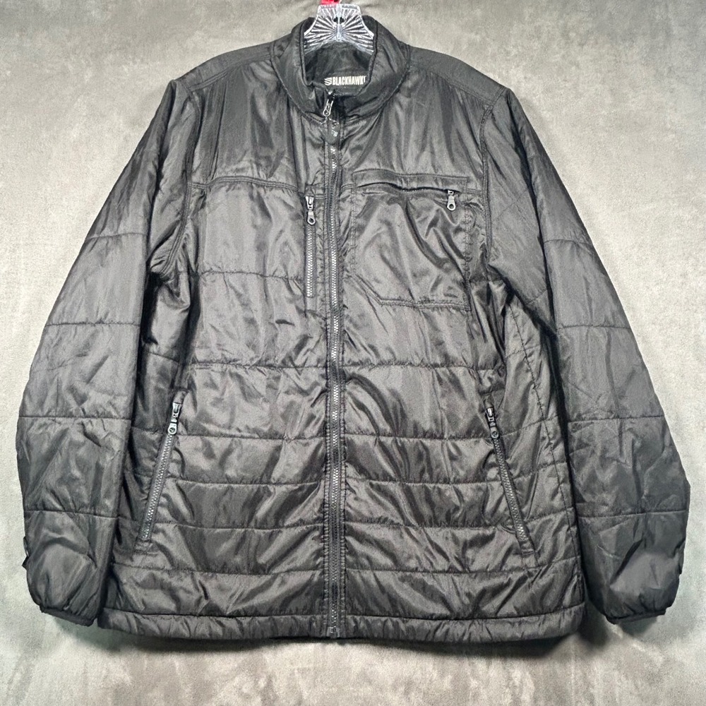 Blackhawk Mens Large Black Quilted Puffer Tactical Jacket Full Zip